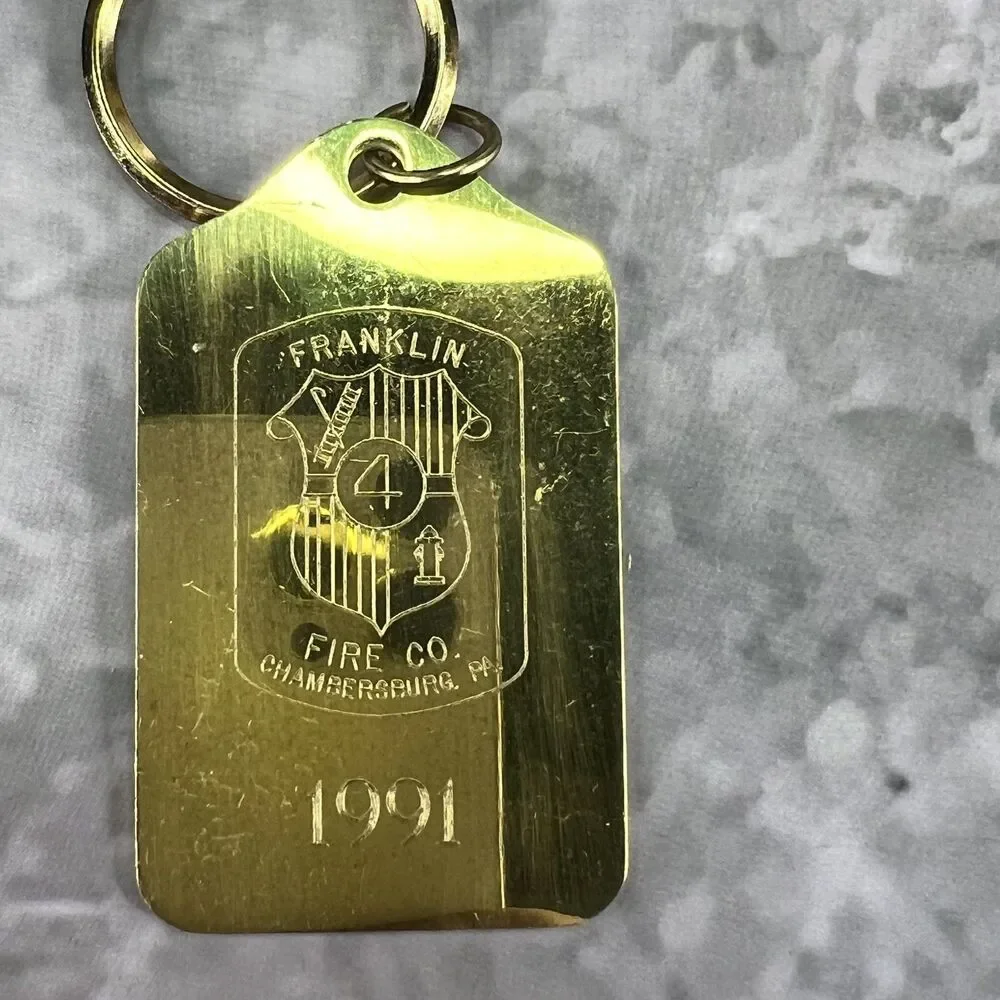 Keychain Vintage Franklin Fire Co No 4 Chambersburg PA Brass Keychain 1991 2.5